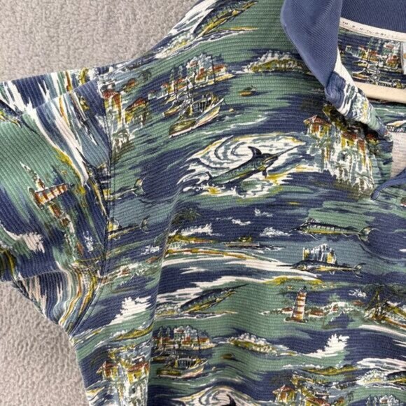 Vintage OP Ocean Pacific Polo Shirt XL Nautical Coastal Print - Picture 6 of 10
